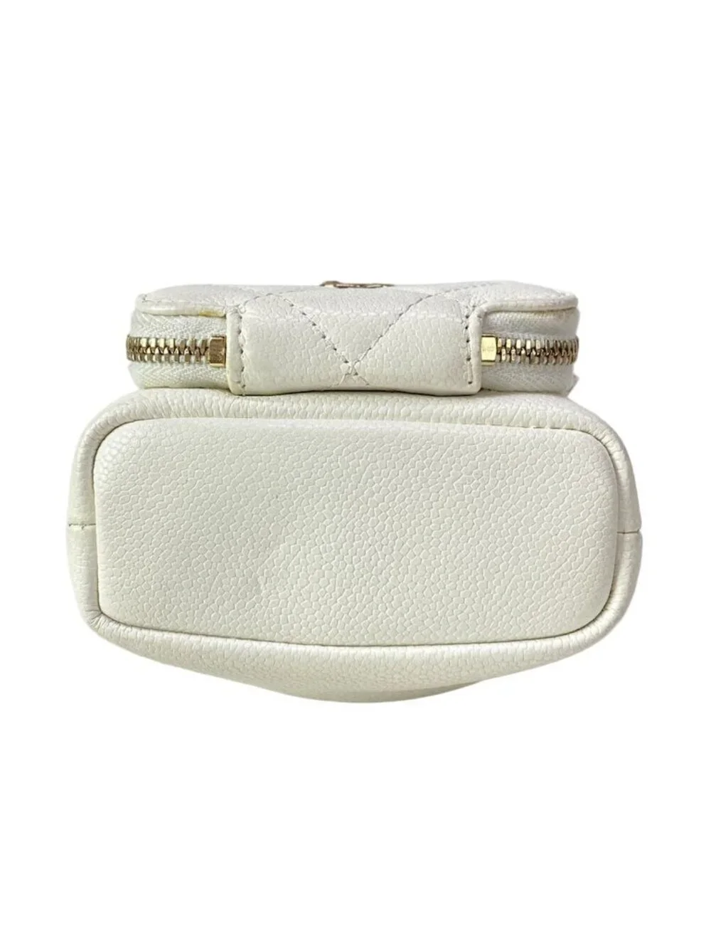 Chanel Shoulder Bag White Drawstring Gold Chain